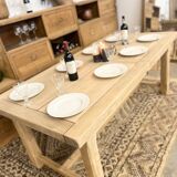 Solid oak farmhouse table with 2 central extensions