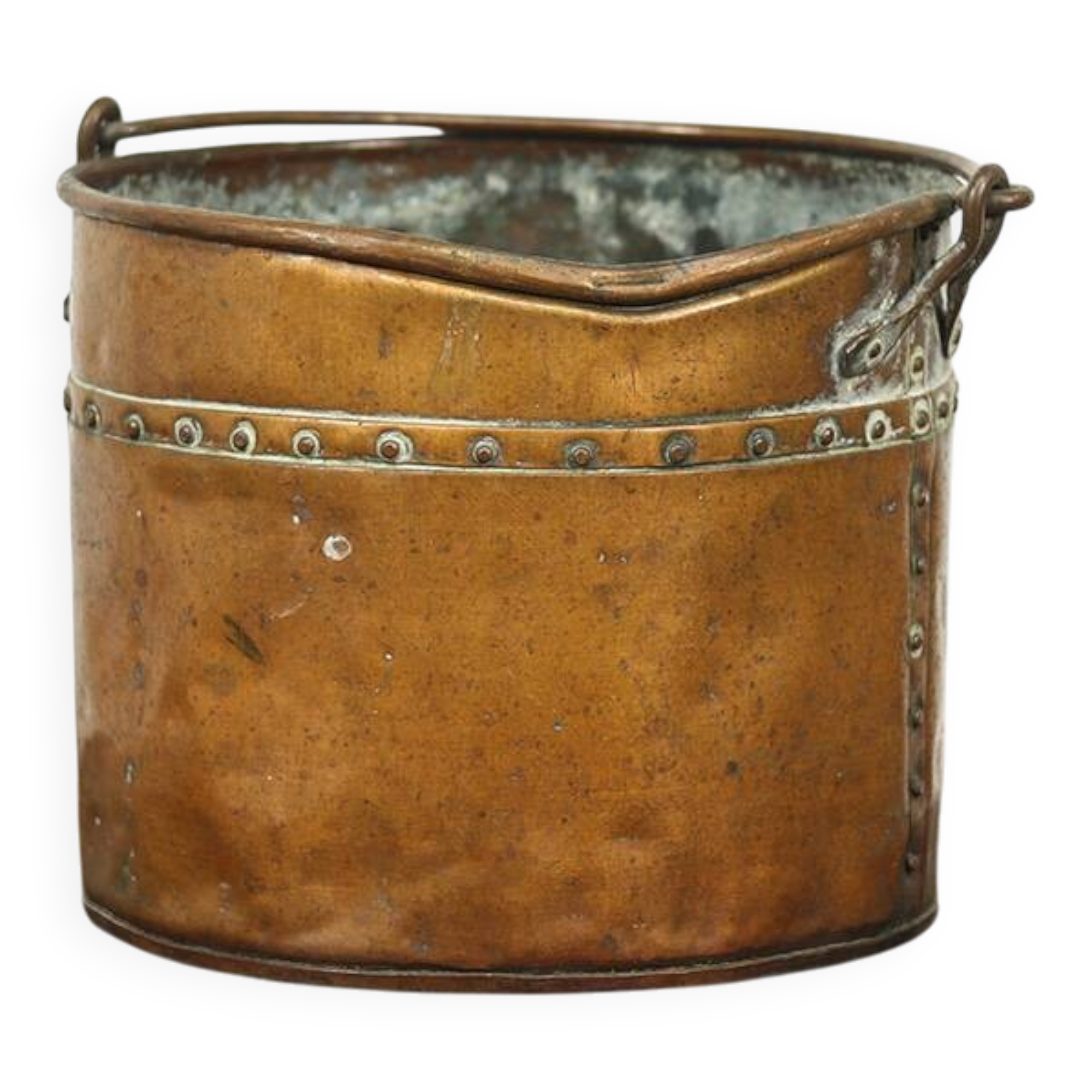 Antique worn Wabi Sabi red copper bucket