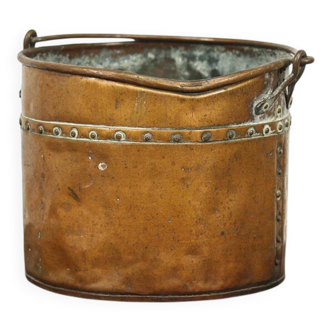Antique worn Wabi Sabi red copper bucket