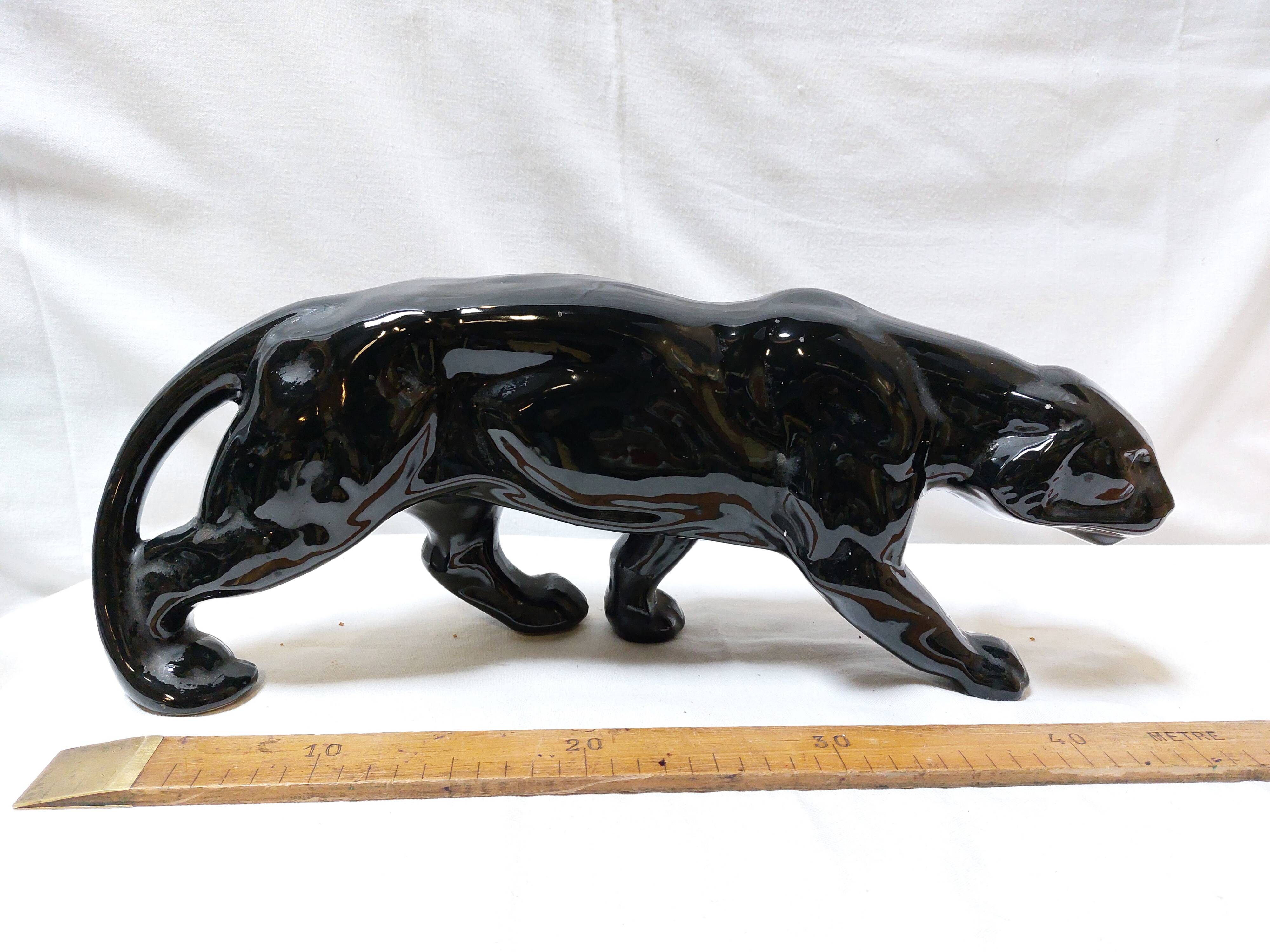 Art Deco Style Black Panther Ceramic