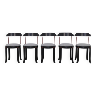 5x Chaise de salle à manger postmoderne de style Memphis avec revêtement NEUF