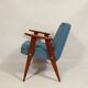 Vintage corduroy armchair Ocean blue upholstery