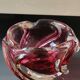 Ashtray/empty pocket, in blown Art glass, Murano/Italy. Organic floral shape. Pink tones