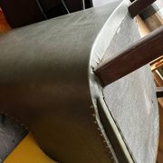 Austrian Thonet armchair from the mid-century with green "Ape" fabric upholstery.