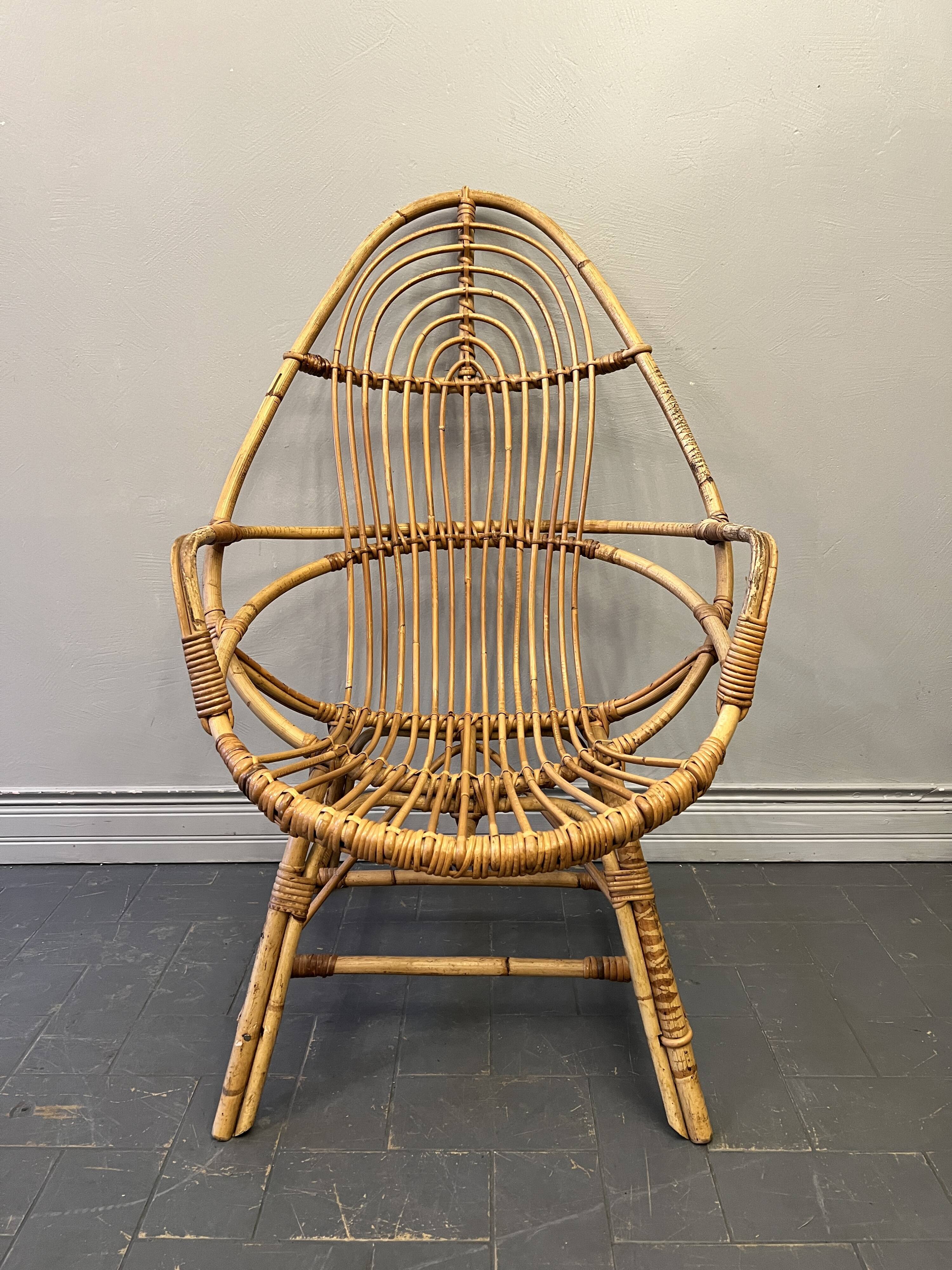 Fauteuil en rotin vintage