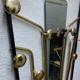 Coat rack with mirror Art Deco gold metal