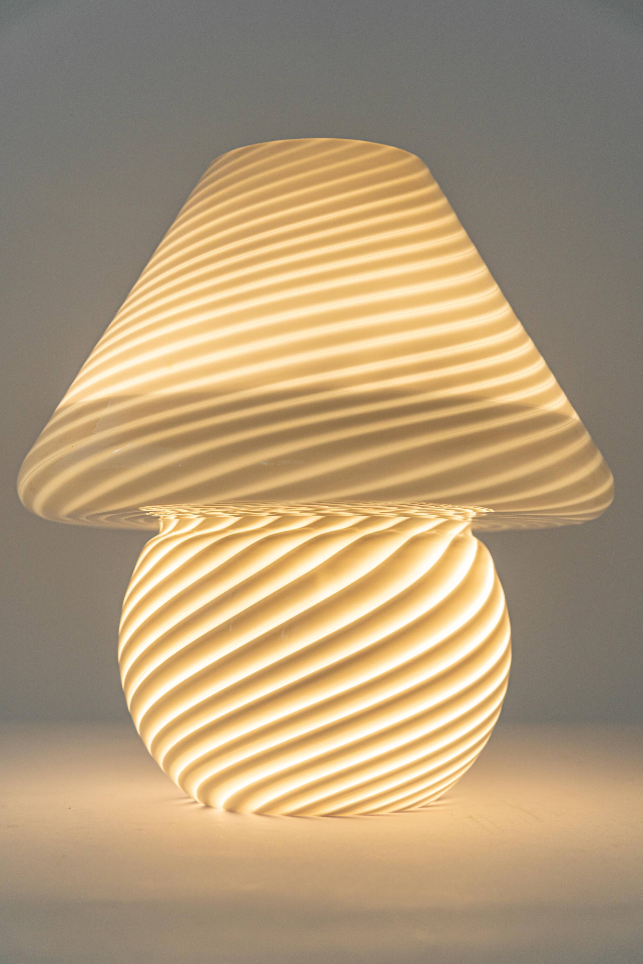 Mushroom table lamp in glass by Peill & Putzler, Germany, 1970s