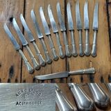 Set of 12 silver-plated metal knives with steel blades from the early 20th century