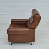 Fauteuil en cuir du milieu du siècle, années 1970