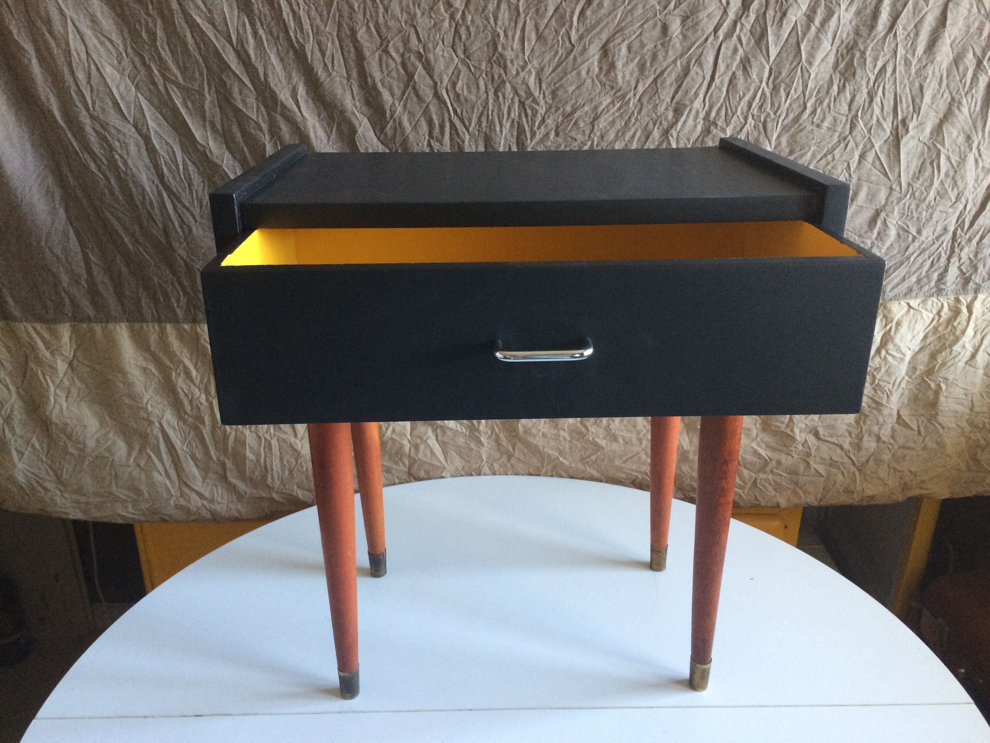 French vintage bedside revisited in black mast 60