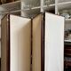 4-panel screen in dark wood and beige cotton