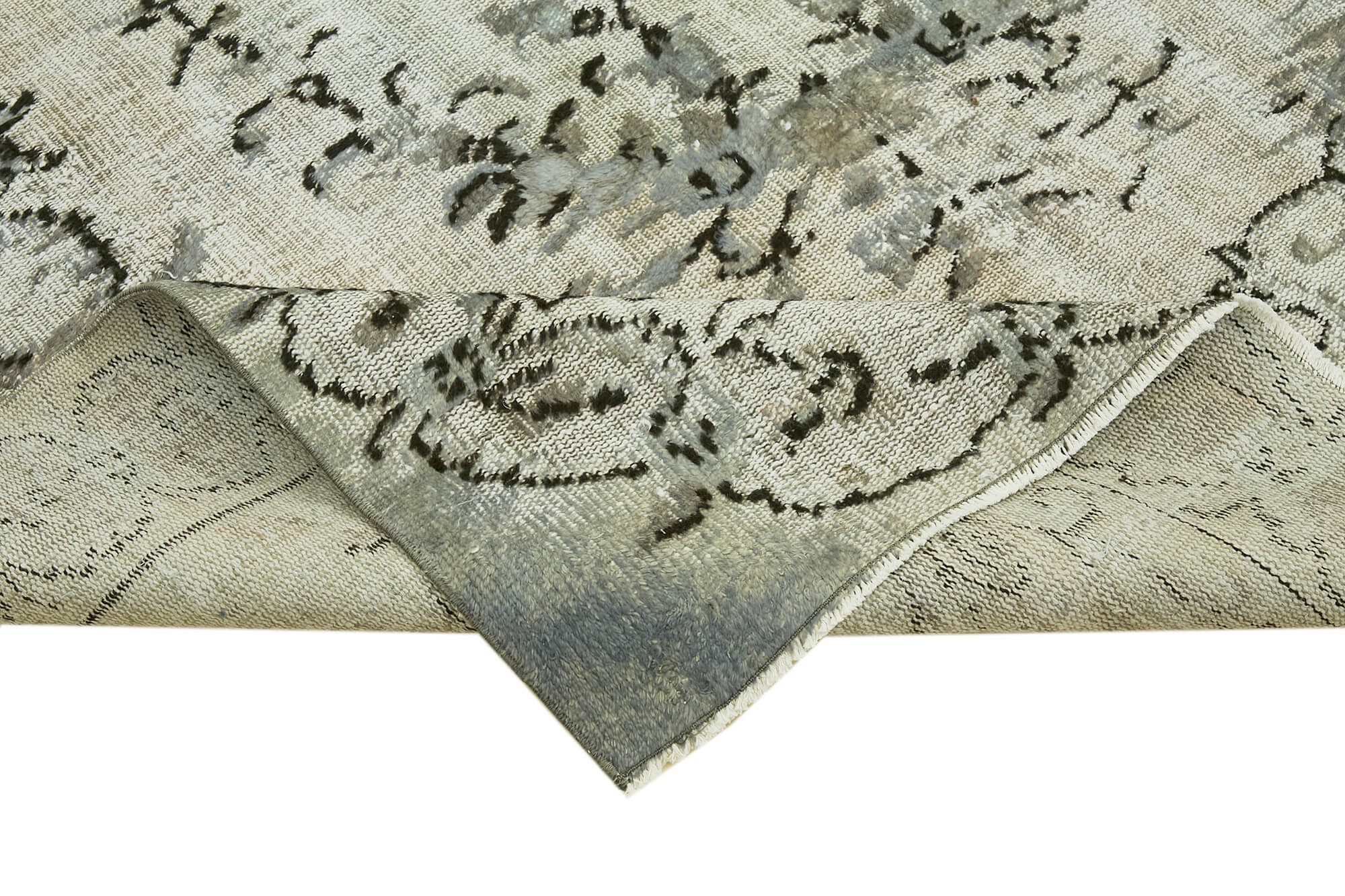 Handmade Distressed Oriental 1980s 184 cm x 283 cm Grey Rug