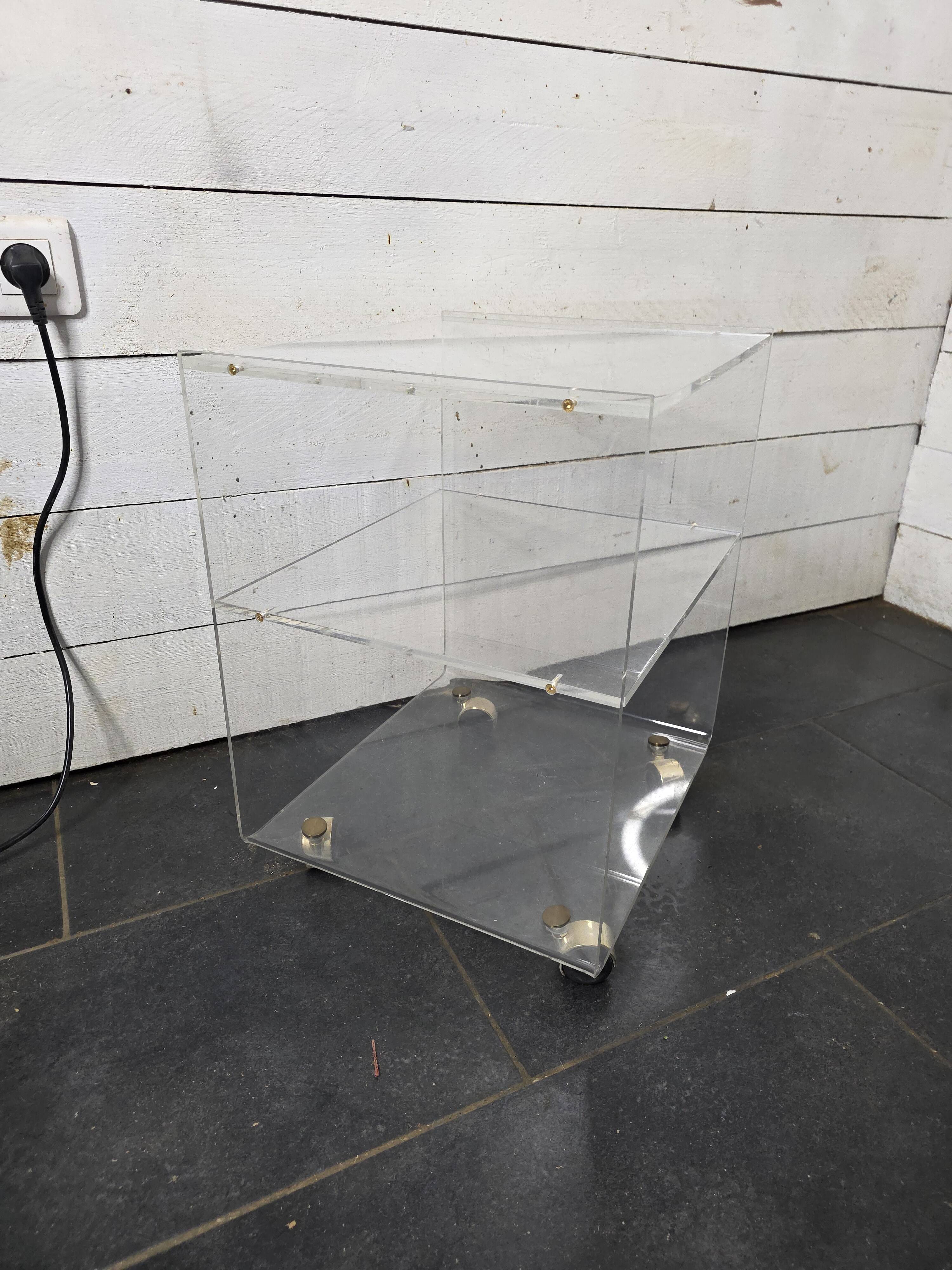 1970s Plexiglas Bedside Table