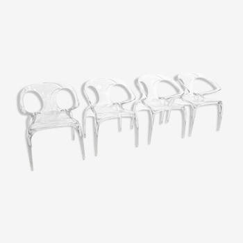 Set of 4 ava chairs, signed s.wen zong for roche bobois - 2014