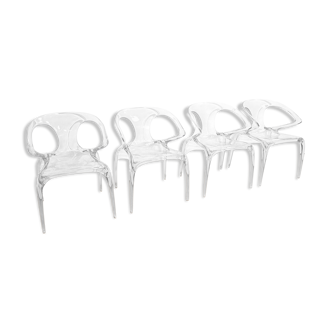 Set of 4 ava chairs, signed s.wen zong for roche bobois - 2014