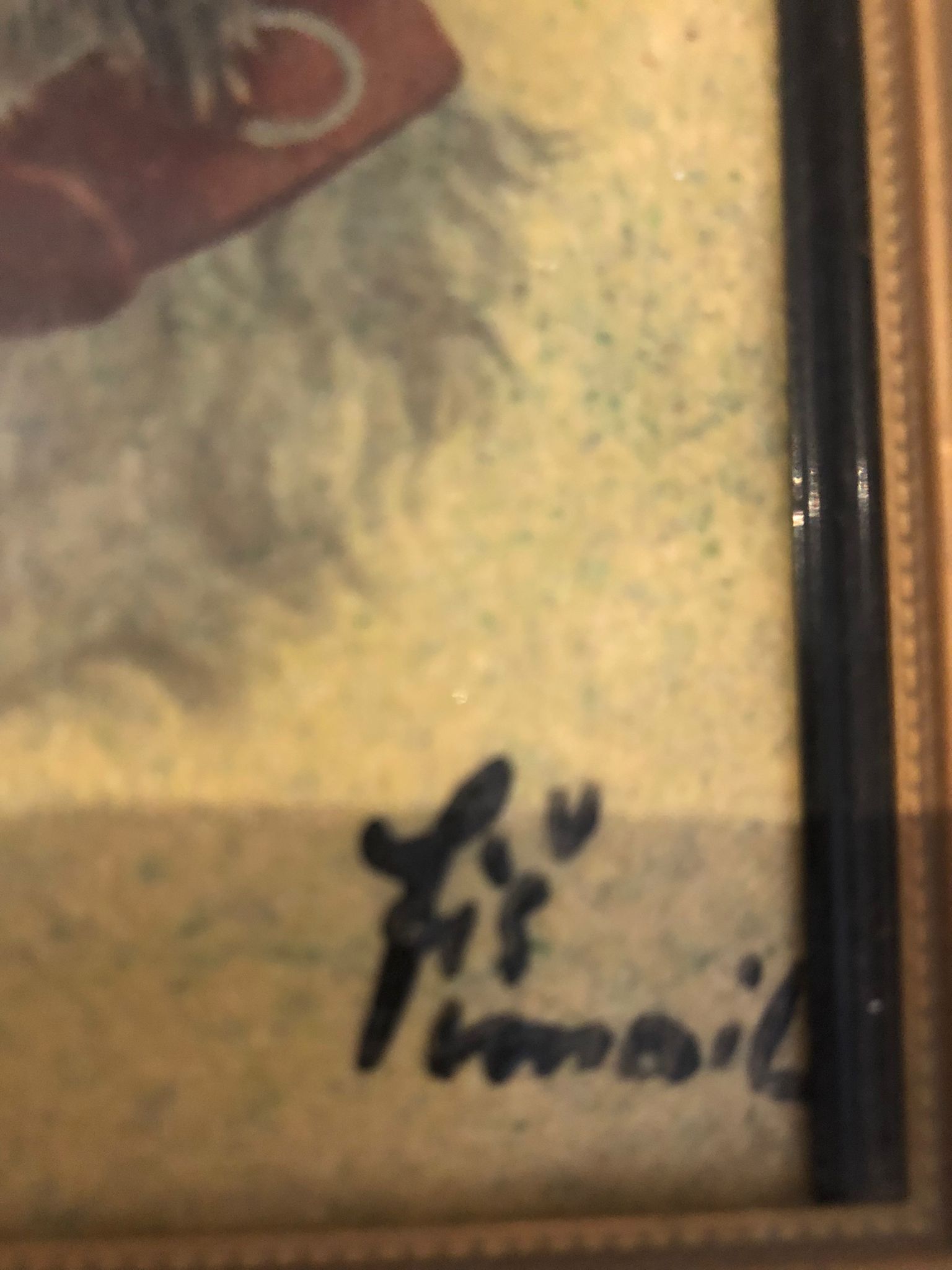 Protrait English poodle enamel on copper