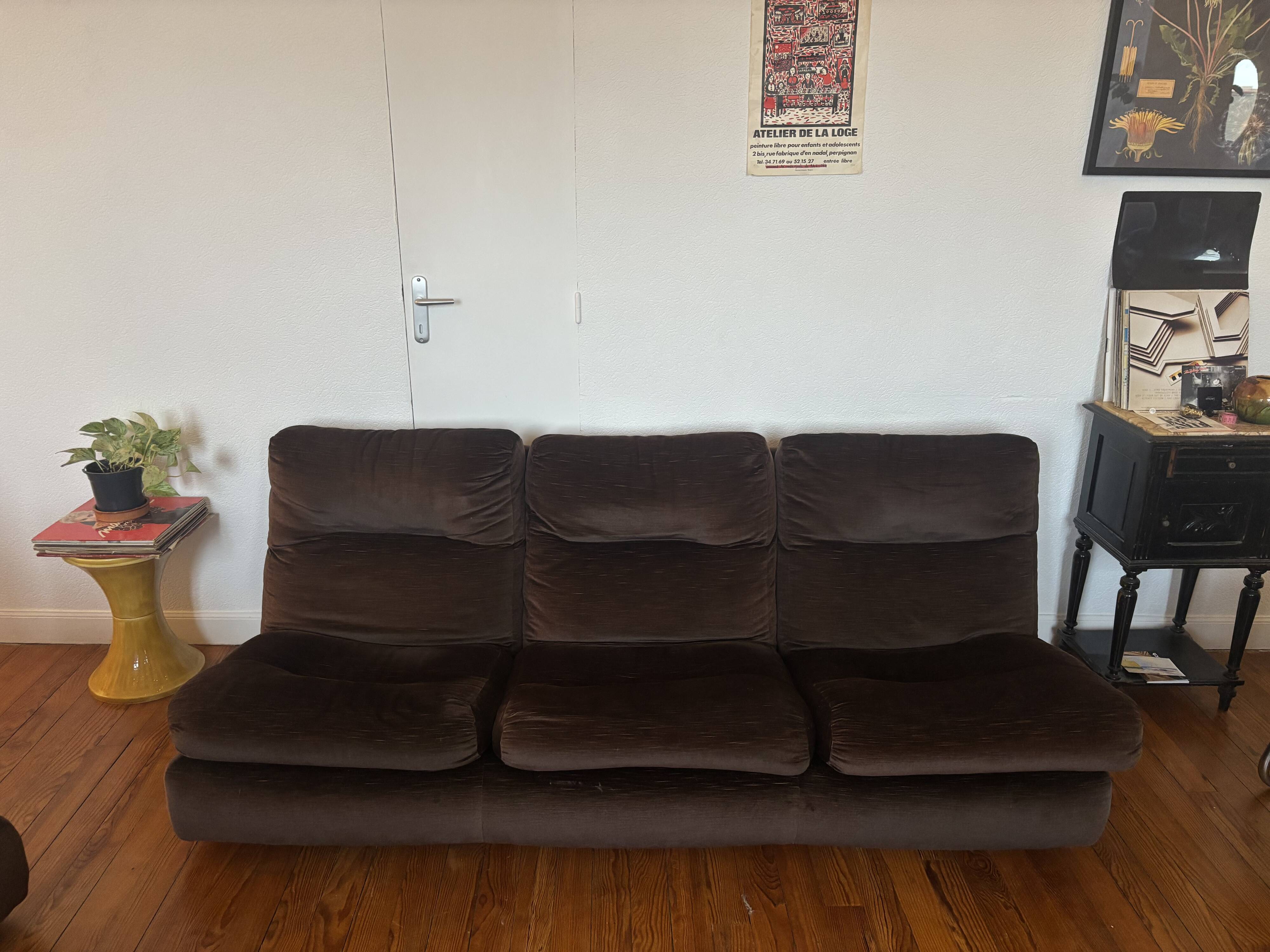 Albany canapé by Ligne Roset attributed to Michel Ducaroy – bison velvet – 1976