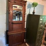 Wooden and brass coat rack