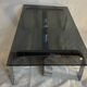 Vintage coffee table from the 70s in chrome and smoked glass, Space Age and Mid-Century style.