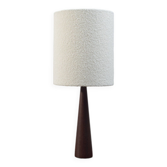 Lampe de table vintage en teck tourné avec abat-jour en boucle
