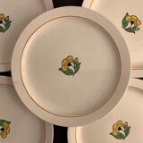 9 assiettes plates Salins Terre de Fer, modèle Christian, 1920
