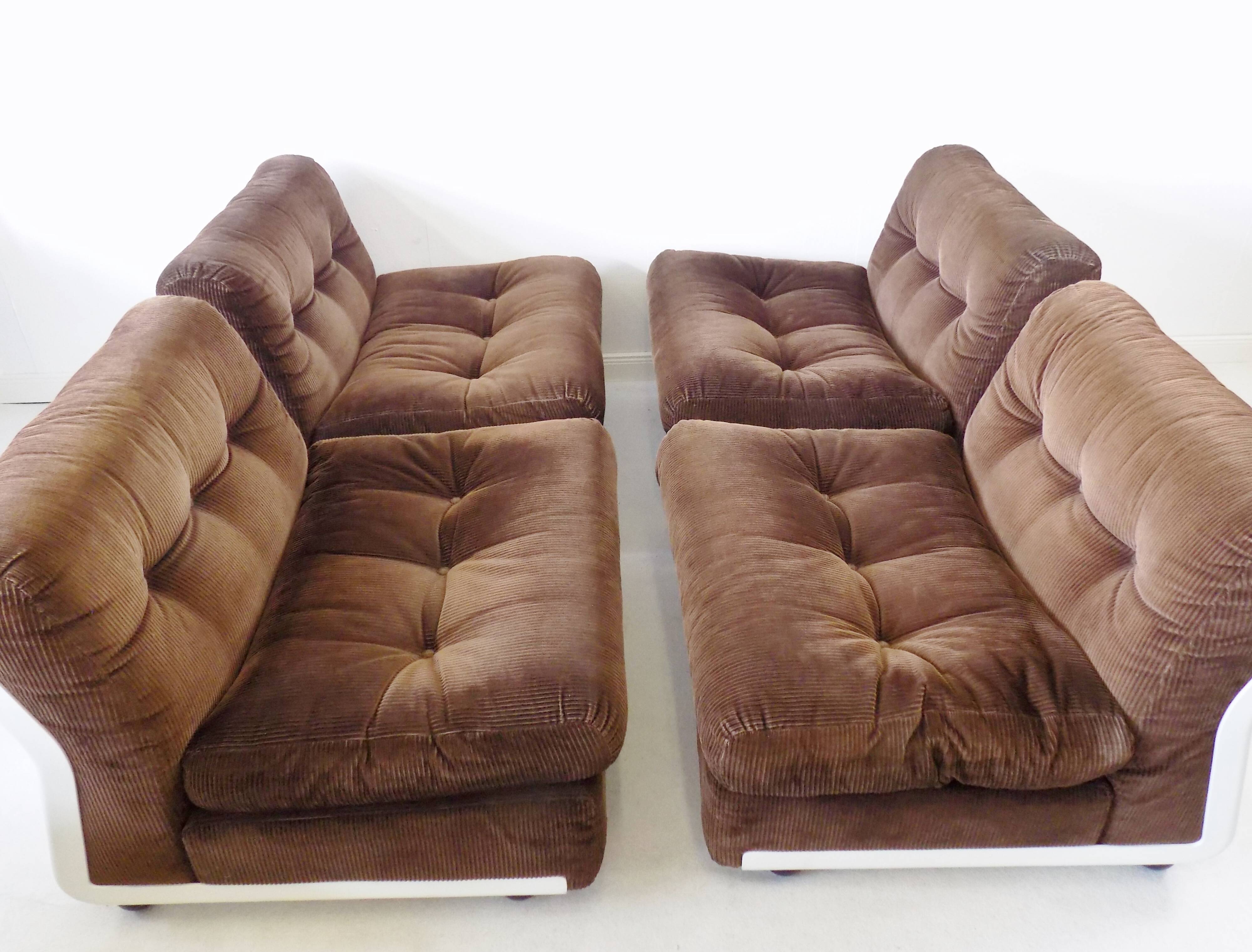 Set of 4 brown Amanta lounge chairs by Mario Bellini for C&B Italia