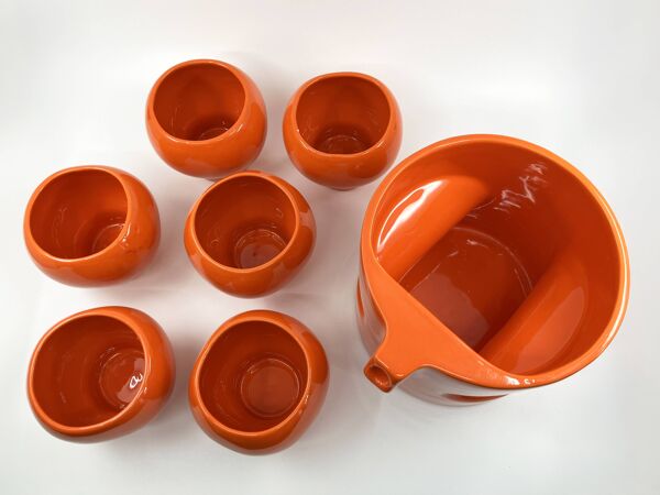 Ensemble bols/pichet en céramique • Georges Lanteri pour A.R.P. • Circa 70