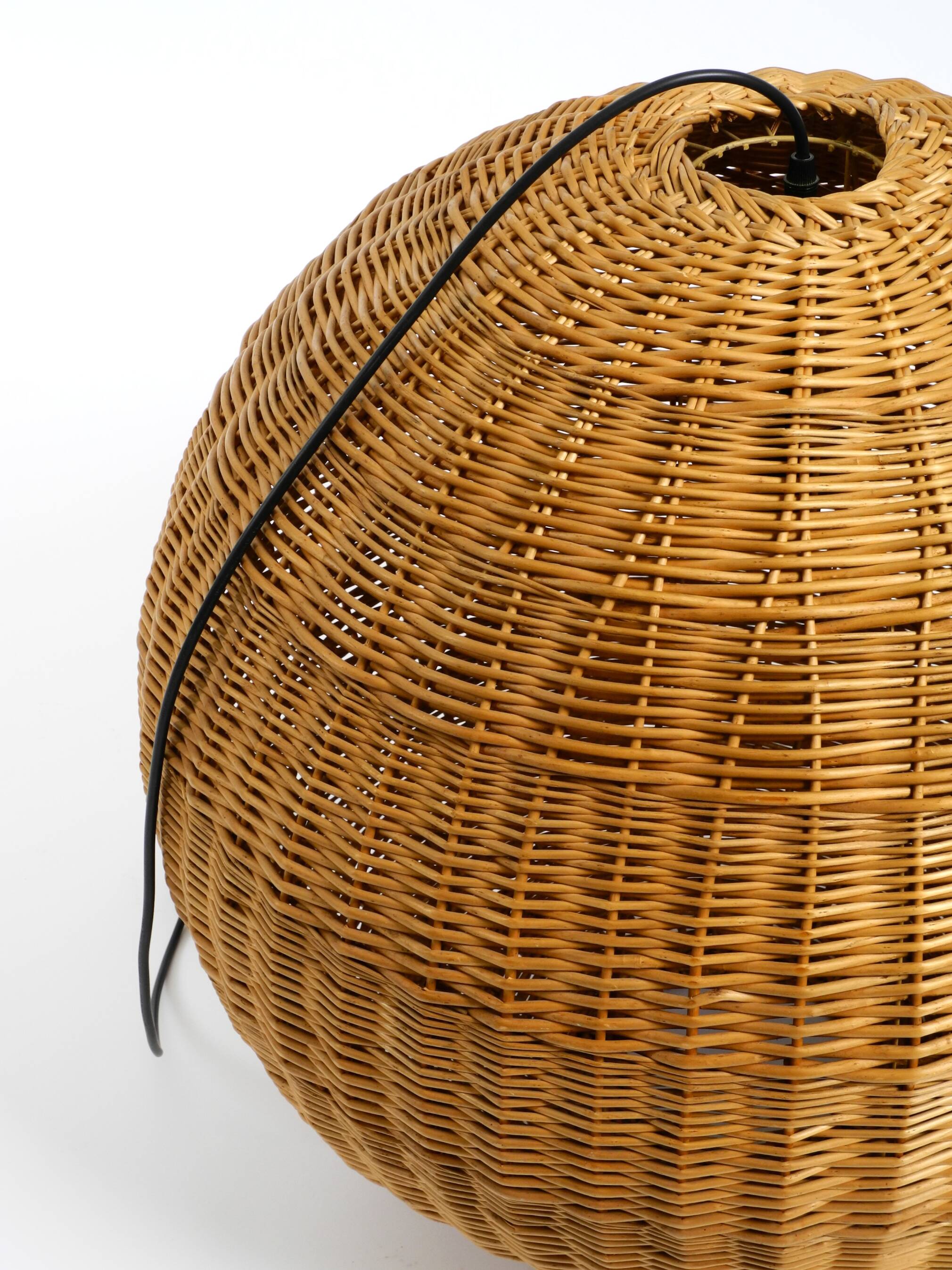 Very rare original XXL rattan ball pendant lamp | Mid Century Modern | Ø 66