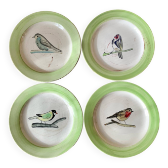 4 assiettes à dessert oiseaux