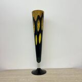 Grand vase en verre jaune et noir, années 1970