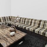 Canapé lounge modulaire vintage à motif à carreaux