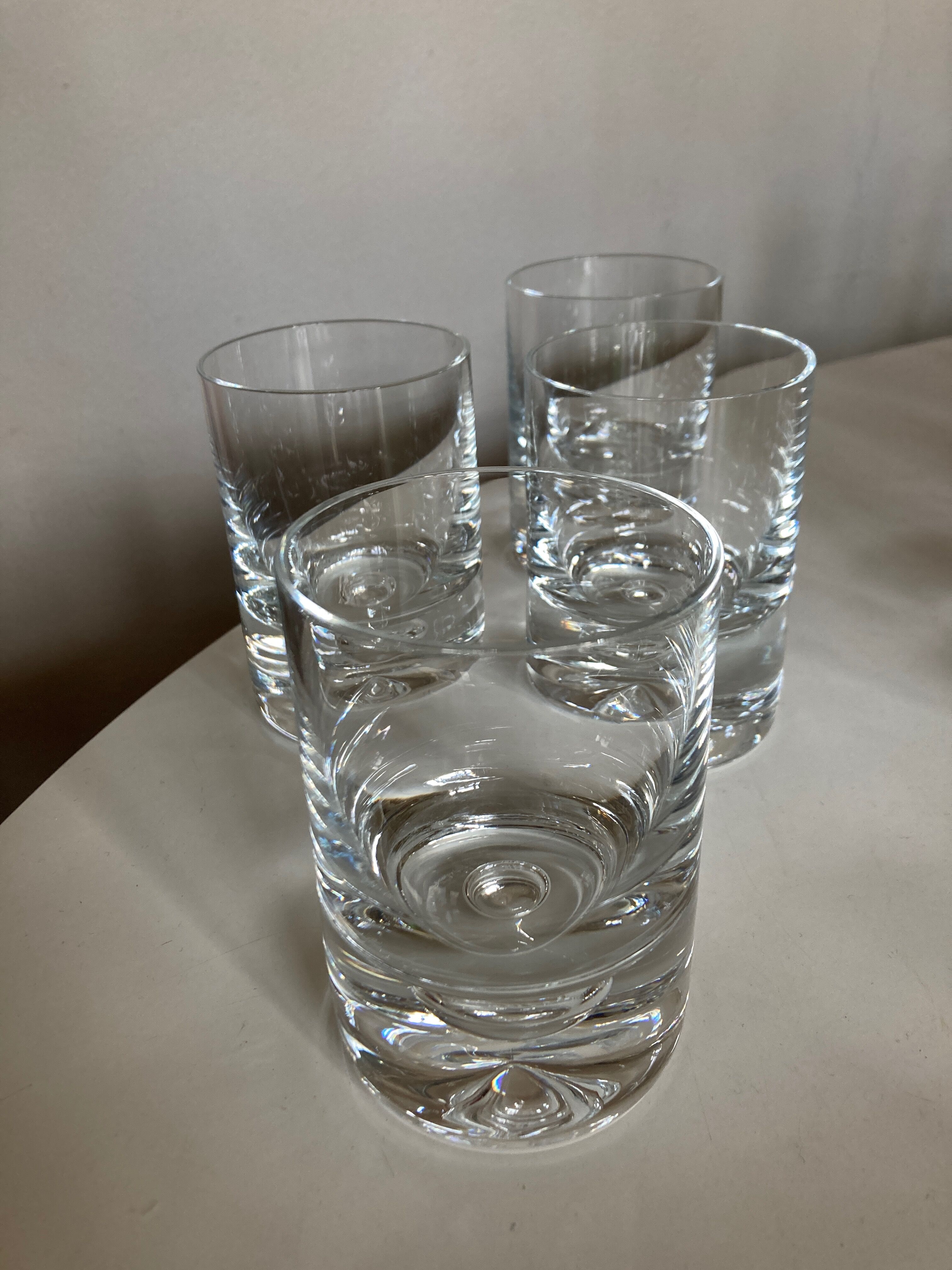 Set of 4 glasses cups whisky bubble closed Scandinavian crystal 1970
