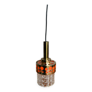 Suspension Raak doré orange années 70 pop