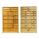Pair of watchmaker's layettes in natural wood circa 1880-1900