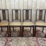 Série de 4 chaises art déco cannées