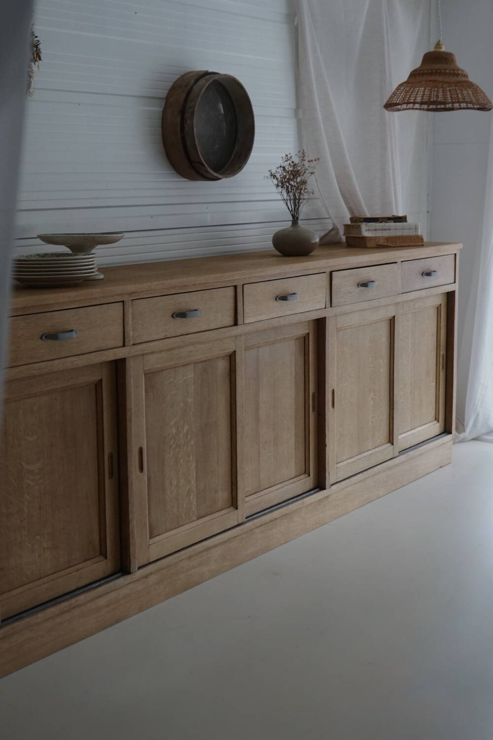 Old large pharmacy cabinet - profession / solid oak