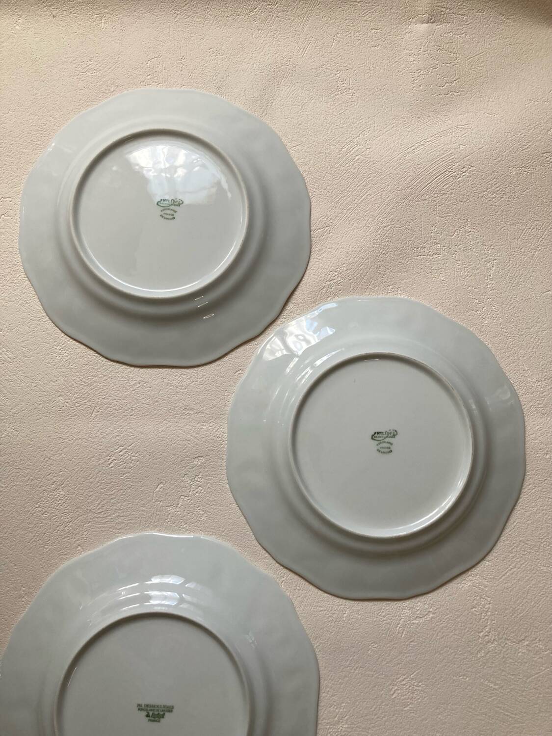 4 Limoges porcelain dinner plates Philippe Deshoulières California model