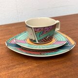 Postmodern Flash One Series coffee service, plates, cups, saucers by Dorothy Hafner for Rosenthal, 1980s, Set of 6