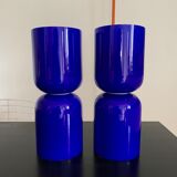 Pair vintage opaline diabolo lamps