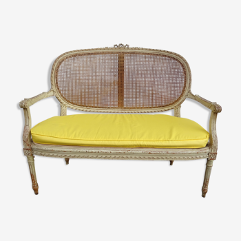 Ancienne banquette patiné style Louis XVI