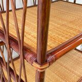 Vintage rattan bookcase shelf