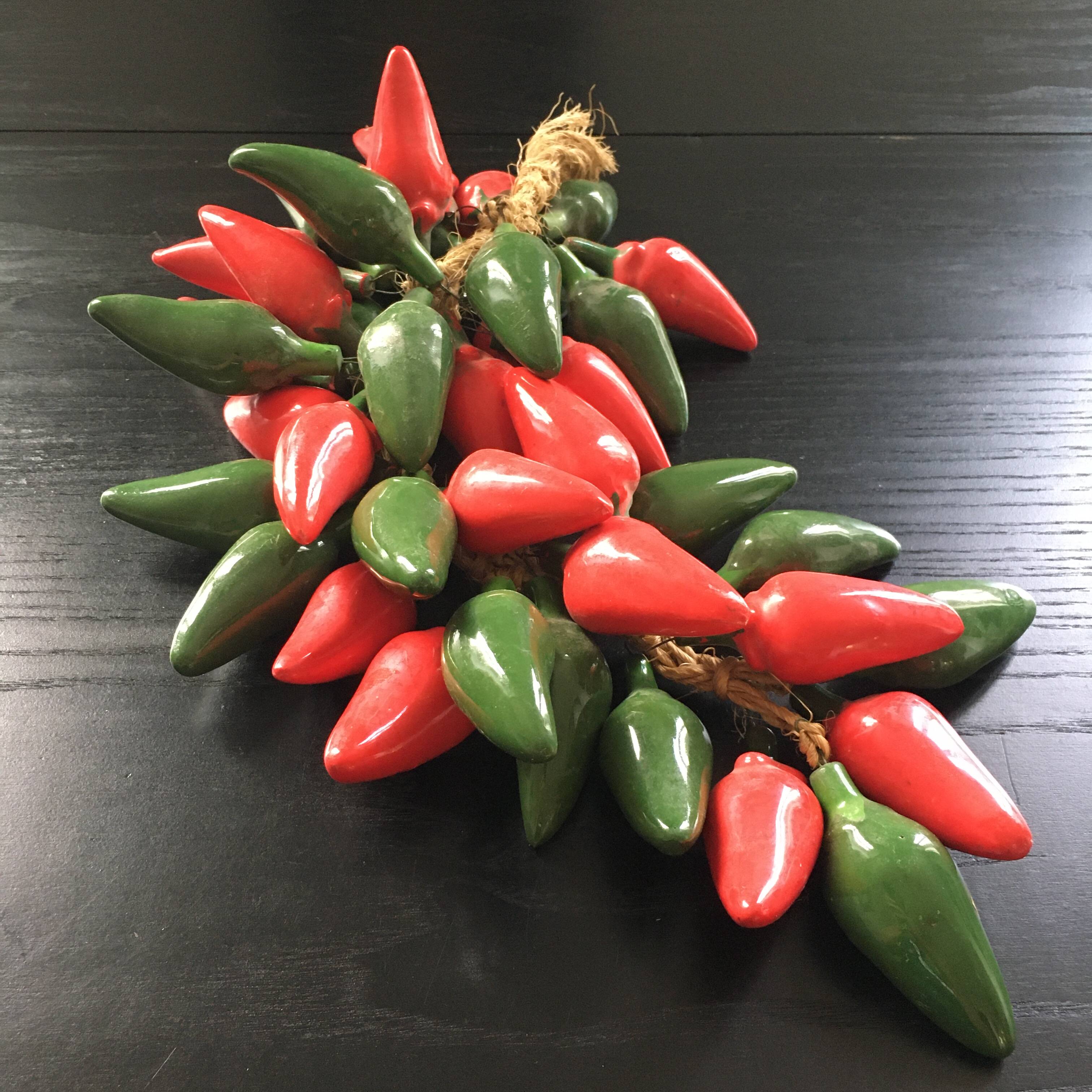 Cluster of ceramic chili peppers