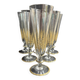 6 Champagne Flutes – Gold Crystal