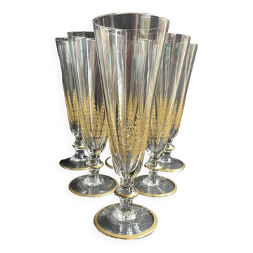 6 Flûtes à champagne – Cristal doré