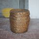 Antique basket, straw and bramble, woven basket with lid