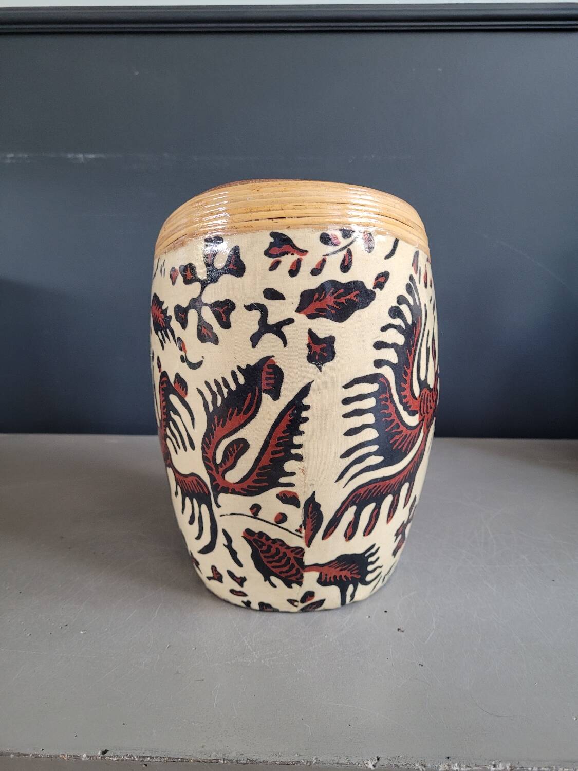 Terracotta and patterned canvas planter