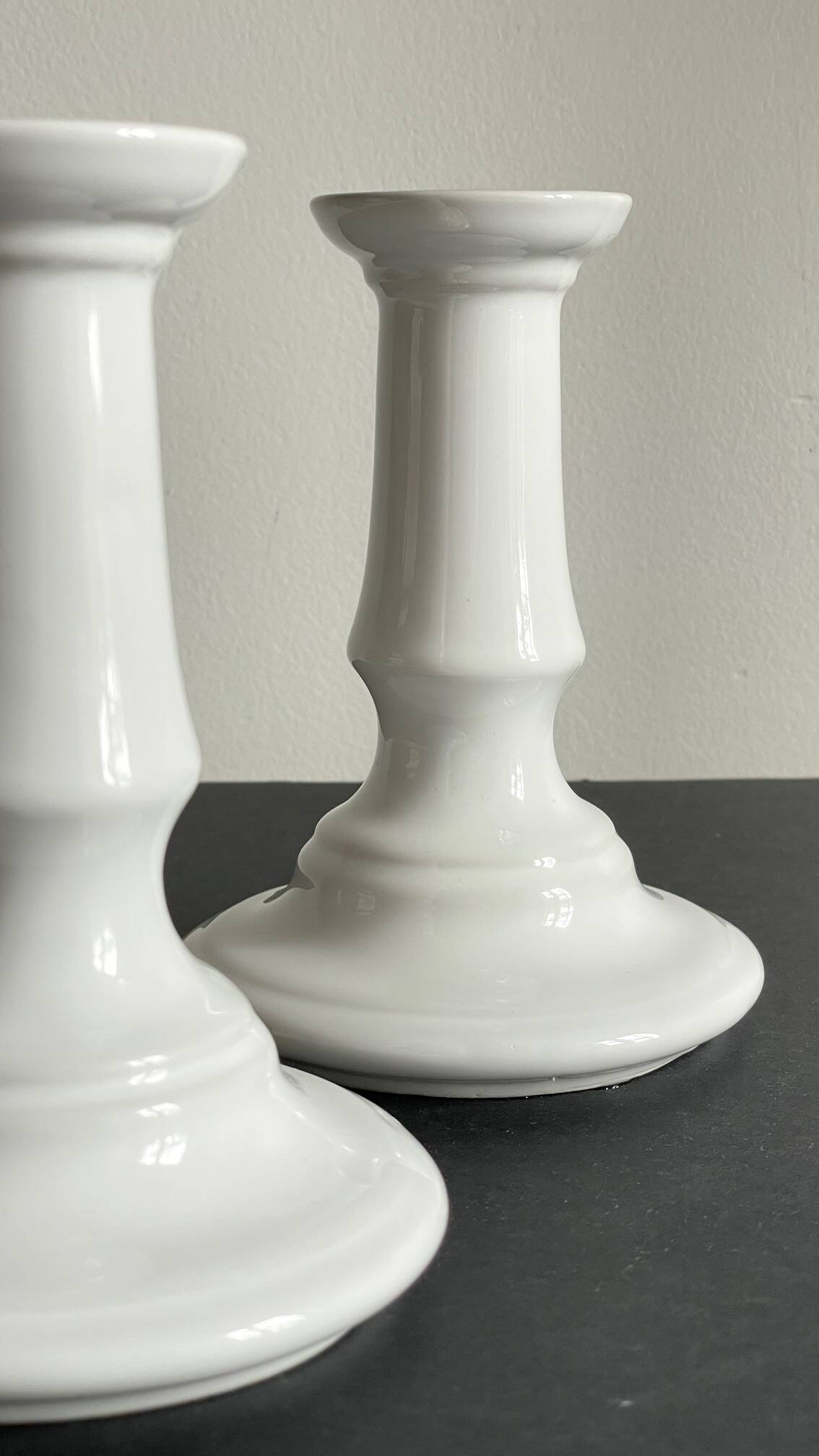 Antique White Ceramic Candlesticks