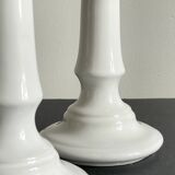 Antique White Ceramic Candlesticks