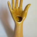 Soliflore baguier hand ceramic iridescent 50s