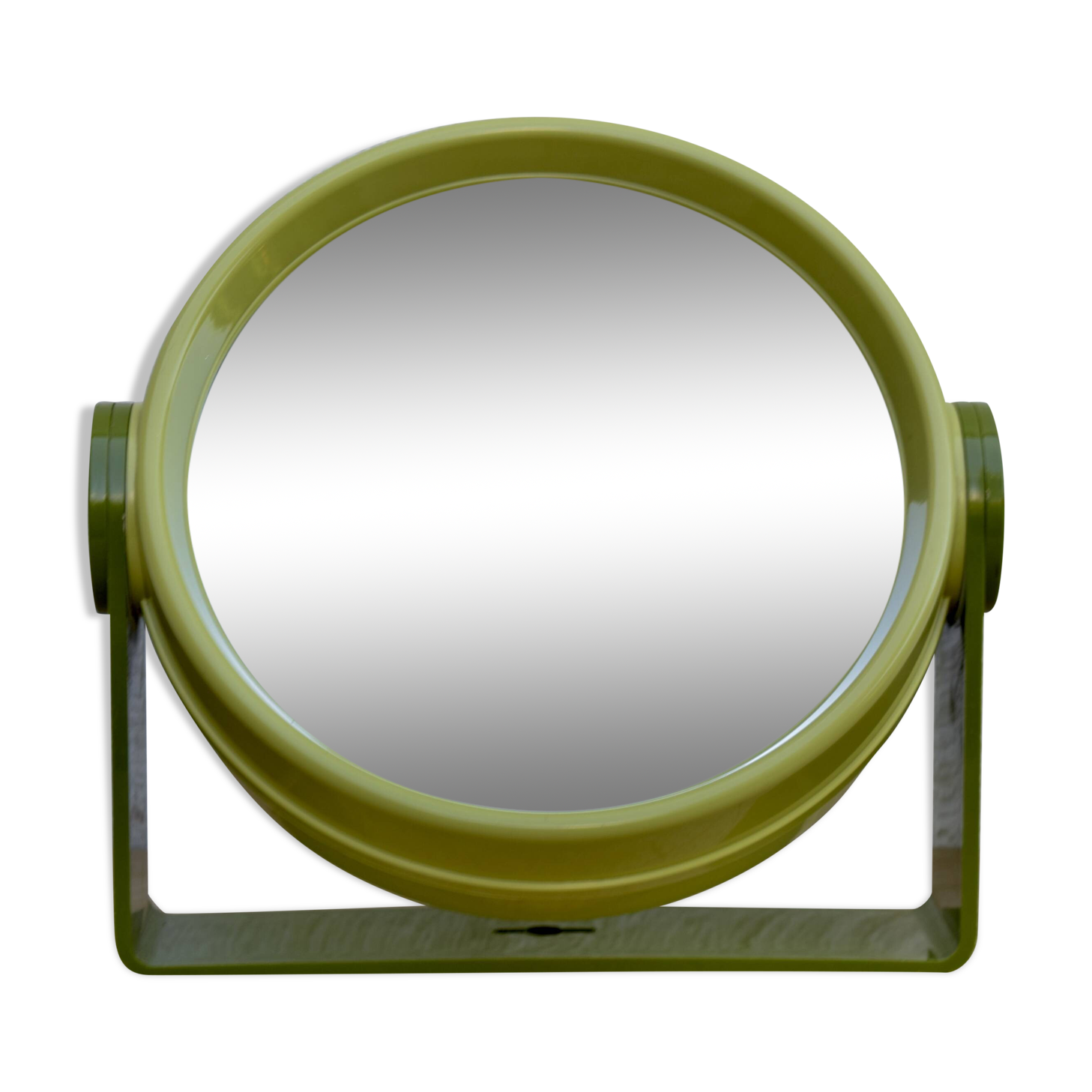 Swivel green plastic makeup mirror - Space Age Design - 1970s